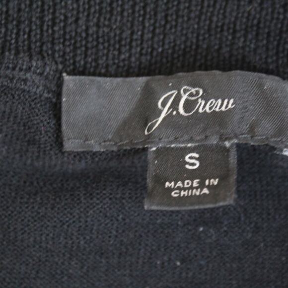 J Crew Merino Wool Sweater Womens Size Small Black Lightweight Preppy Classic - Picture 2 of 6